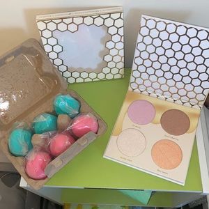 NIB Beauty Bakerie Milk & Honey Highlighter Palette + 6 Ct. Blending Eggs